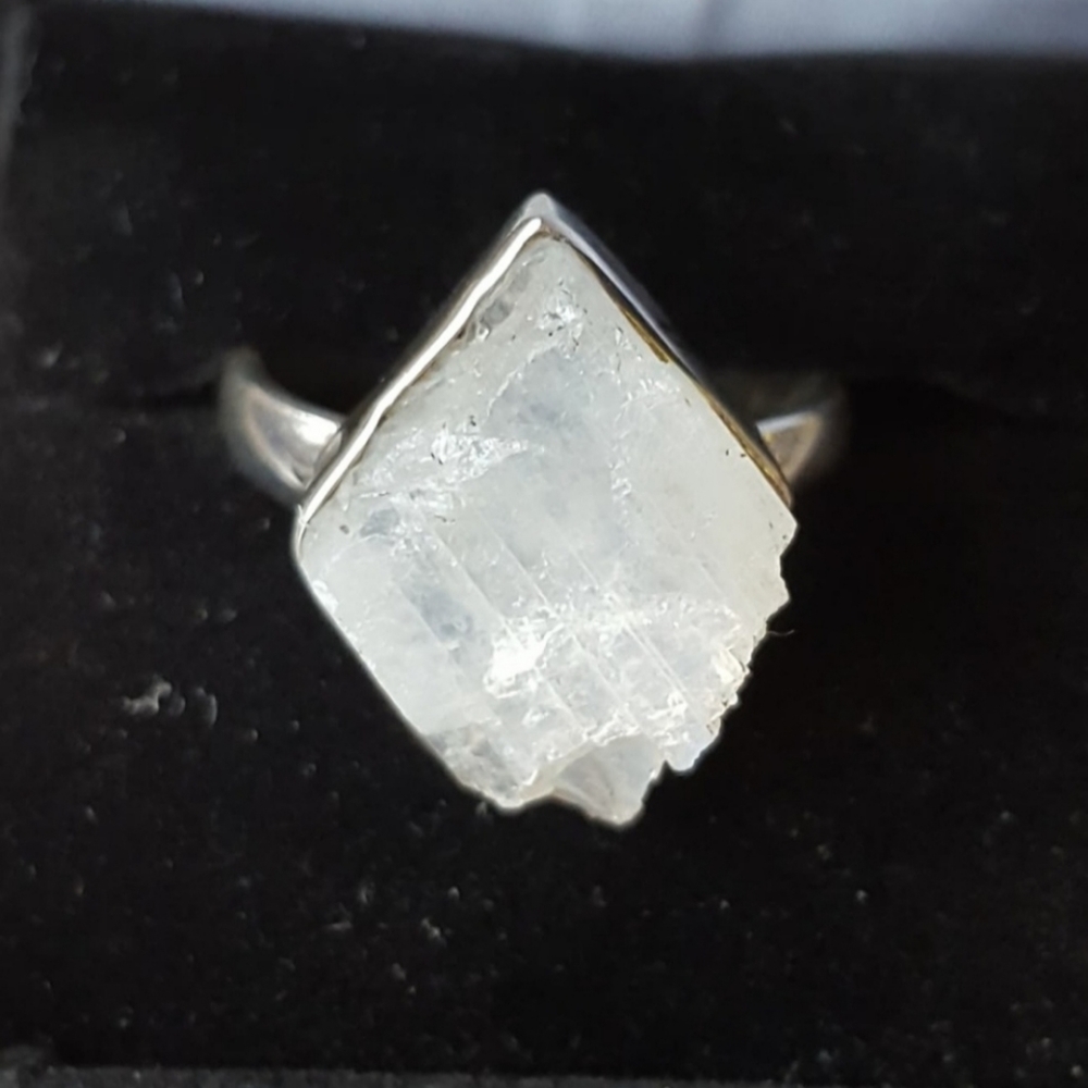 Raw moonstone and sterling silver ring size 9